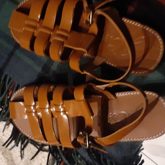J crew fishermen sandals in shinny spazzolato leather color size 9 - Picture 5 of 7